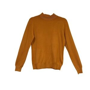 Vila Milani Womens Mock Neck Sweater Muster Gold Small Cozy Fall Winter